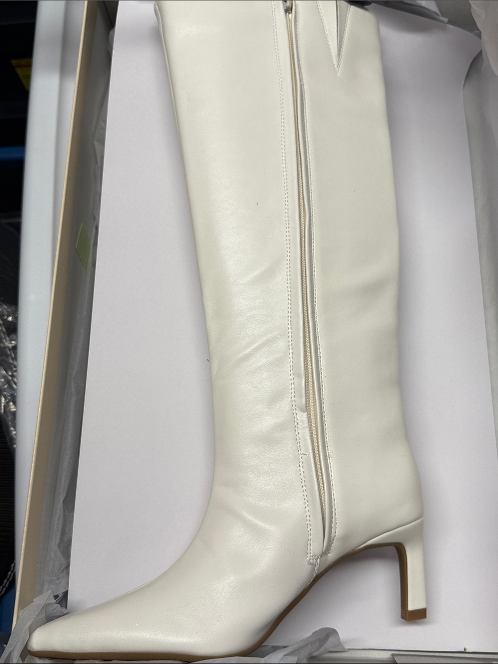 ON 34th RACHELLEP BONE SM Over-the-Knee Pointed Toe Leather Boot SZ 6.5M NEW
